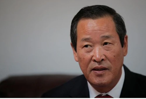 Đại sứ Triều Tiên tại Liên Hiệp Quốc Kim Song tại cuộc họp báo ở New York (Mỹ) ngày 7-12. Ảnh: REUTERS