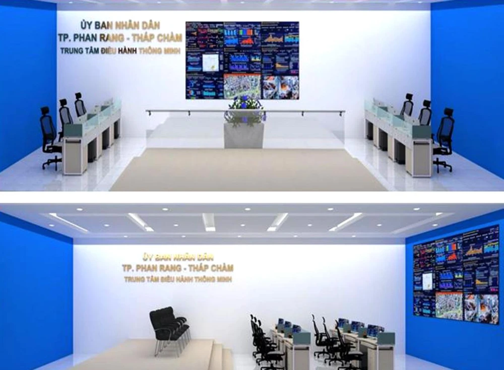 Mô hình trung tâm điều hành thông minh của TP Phan Rang - Tháp Chàm. Ảnh: PR.