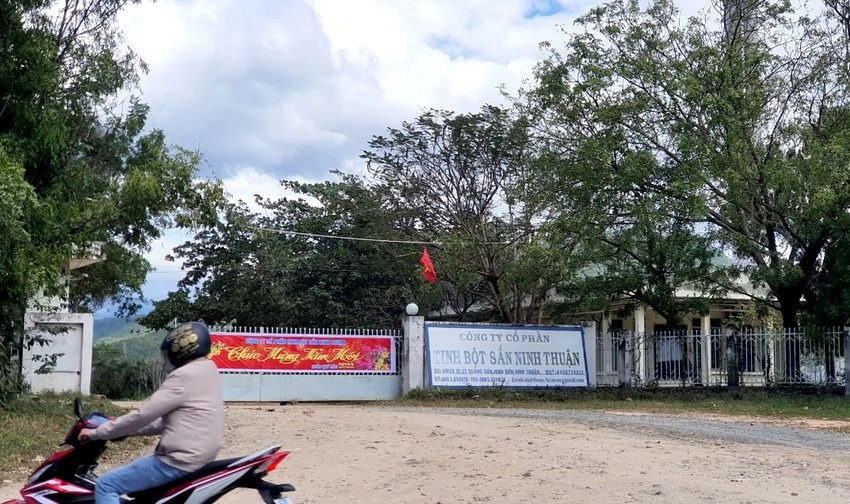 Người phụ nữ tử vong dưới hồ chứa nước thải của công ty tinh bột sắn. Ảnh: H.H