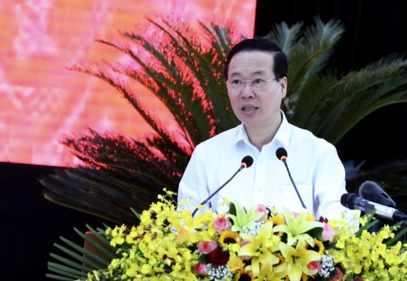 Chủ tịch nước Võ Văn Thưởng phát biểu chỉ đạo tại buổi làm việc. Ảnh: VĂN NỶ