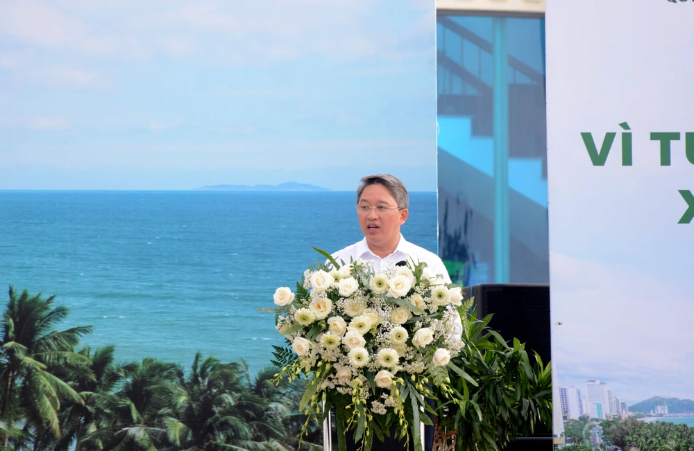 Ông Nguyễn Hải Ninh, Bí thư Tỉnh ủy Khánh Hòa, phát biểu tại lễ phát động. Ảnh: H.H