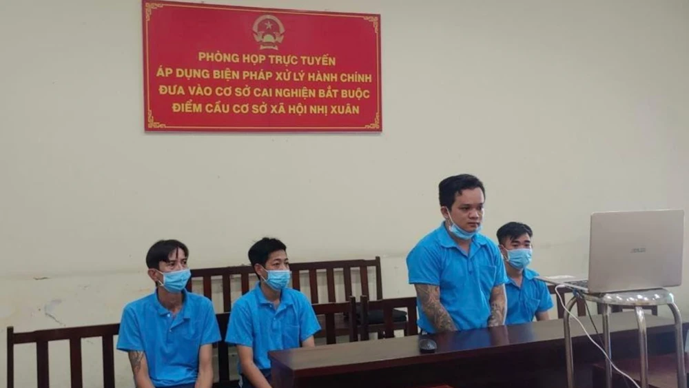 Điểm cầu thành phần tại Cơ sở xã hội Nhị Xuân. Ảnh: H.YẾN