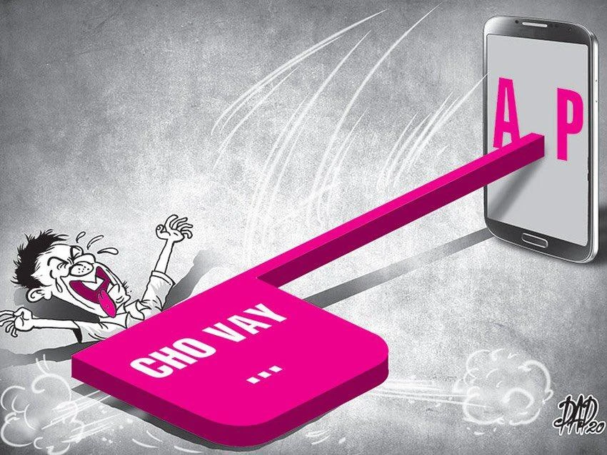 Khách vay qua app chịu lãi suất lên tới 1.310%/năm trong khi quy định mức lãi suất cao nhất theo Bộ luật Dân sự chỉ là 20%/năm. Ảnh: PLO