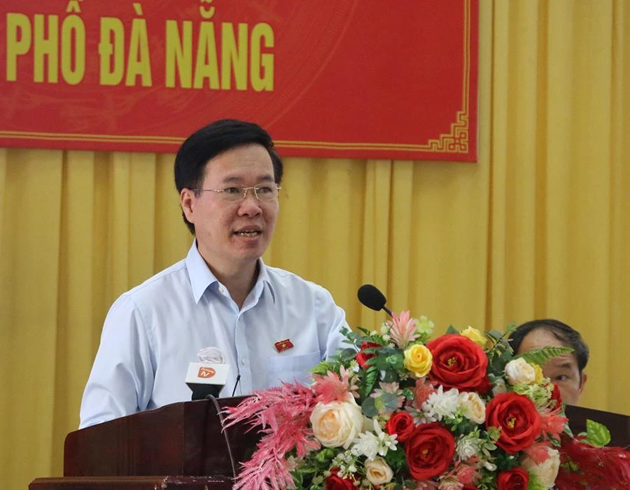 Thường trực Ban bí thư Võ Văn Thưởng trả lời cử tri Đà Nẵng. Ảnh: TẤN VIỆT