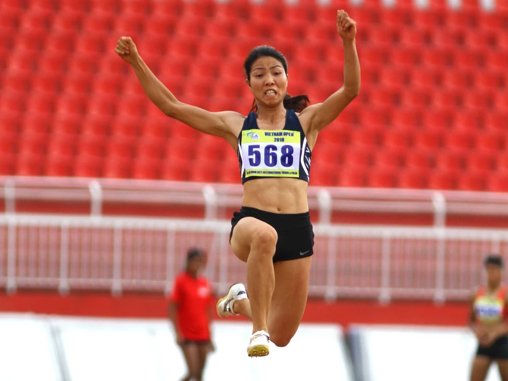 Đương kim vô địch nhảy xa Asiad 2018 Bùi Thị Thu Thảo được kỳ vọng sẽ tỏa sáng tại sân vận động Mỹ Đình vào chiều nay. Ảnh: MQ