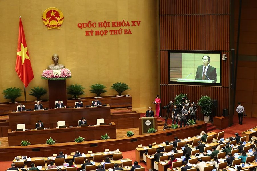 Chính phủ báo cáo Quốc hội về tình hình thực hiện nhiệm vụ phát triển kinh tế - xã hội. Ảnh: QH