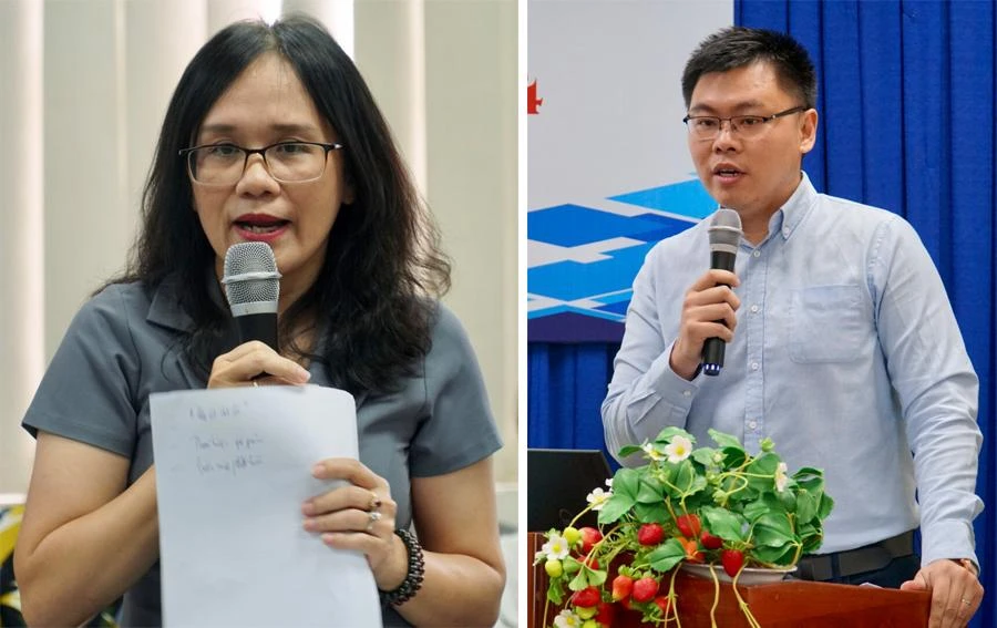 TS Thái Thị Tuyết Dung và TS Trương Minh Huy Vũ nêu nhiều đề xuất xác đáng tại buổi tọa đàm. Ảnh: T.TUYỀN