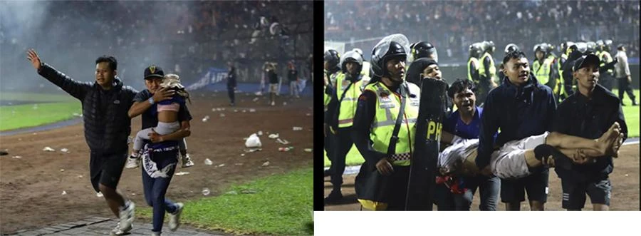 Tan hoang trong và ngoài sân với số thiệt hại lớn và số người thiệt mạng ngày càng tăng. Ảnh: GETTY IMAGES