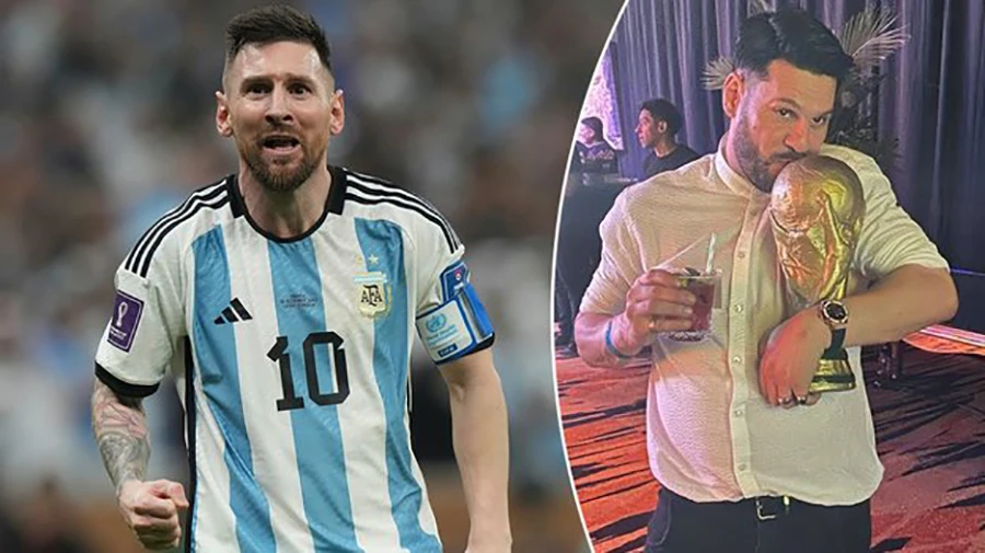 Ông anh Matias Messi (phải) đang làm khổ em trai Messi của mình. Ảnh: GETTY IMAGES