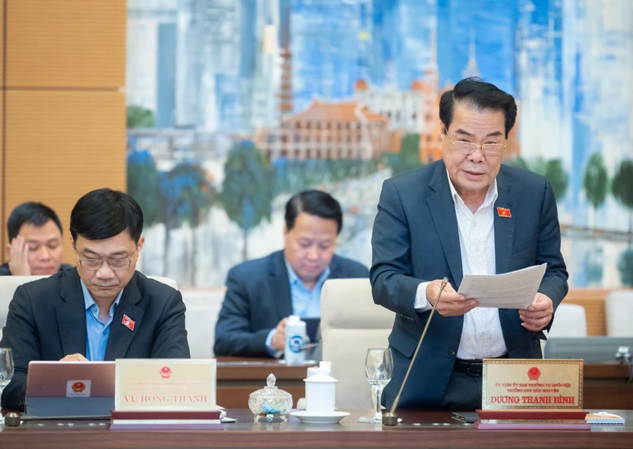 Trưởng ban Dân nguyện Dương Thanh Bình trình bày nội dung cử tri quan tâm trong tháng 3. Ảnh: THUẬN THẮNG