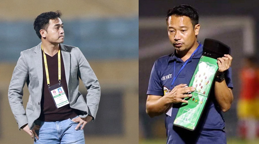 Hai HLV 7x Nguyễn Đức Thắng (trái) và Vũ Hồng Việt sẽ cống hiến trận cầu hay giữa Bình Định và Nam Định. Ảnh: CTV