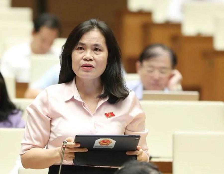 Đại biểu Nguyễn Thị Hồng Hạnh (đoàn TP.HCM) phát biểu tại phiên thảo luận chiều 22-6. Ảnh: QH