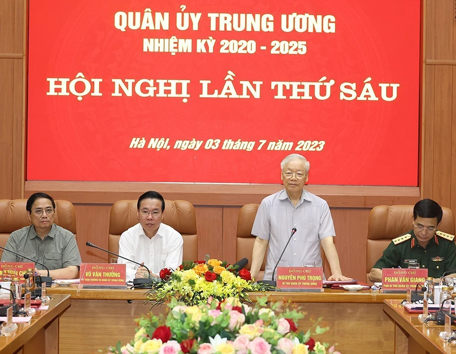 Tổng Bí thư Nguyễn Phú Trọng phát biểu kết luận hội nghị. Ảnh: TTXVN Tổng Bí thư Nguyễn Phú Trọng phát biểu kết luận hội nghị. Ảnh: TTXVN