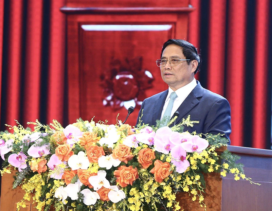 Thủ tướng Phạm Minh Chính phát biểu tại hội nghị. Ảnh: VT