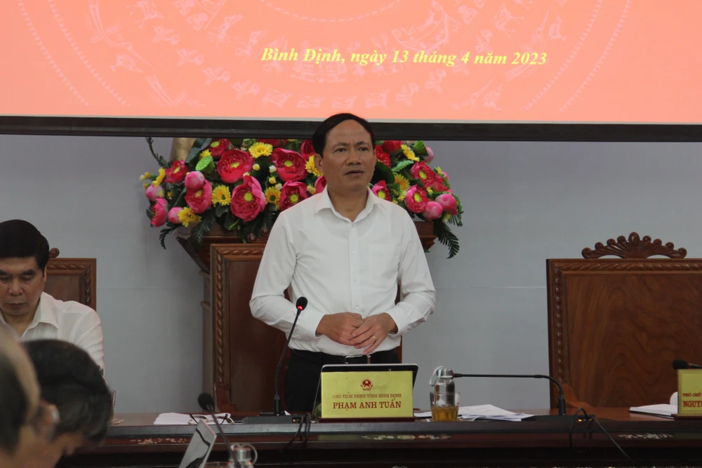 Ông Phạm Anh Tuấn, Chủ tịch UBND tỉnh Bình Định thông tin đến báo chí liên quan đến dự án gang thép Long Sơn