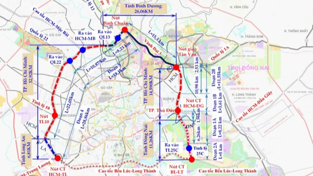 Tuyến đường Vành đai 3 dự kiến đi qua bốn tỉnh. Ảnh: LA Tuyến đường Vành đai 3 dự kiến đi qua bốn tỉnh. Ảnh: LA