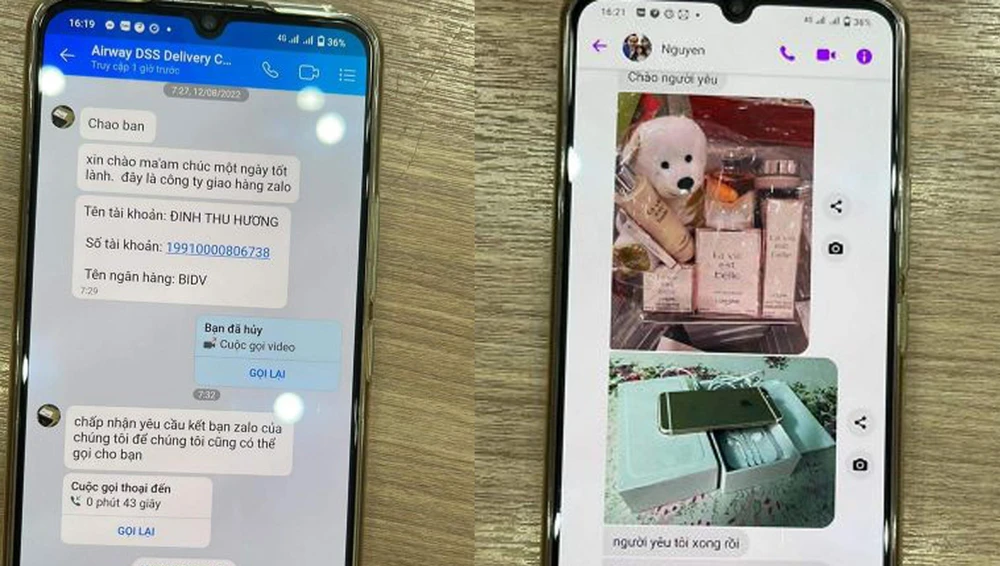 Người lạ thông báo gửi quà từ Mỹ về cho chị H. Ảnh: CACC