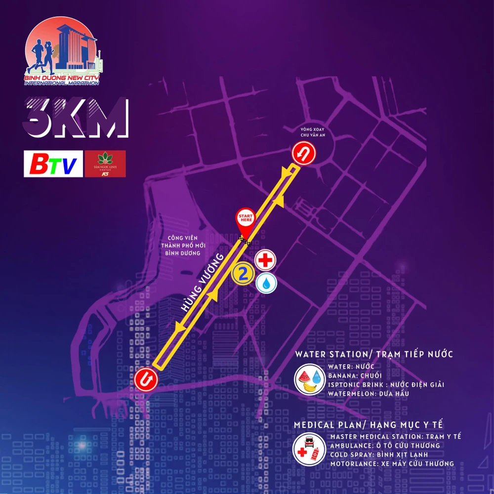 Sơ đồ đường chạy marathon của 5 cự li. Ảnh: BTC