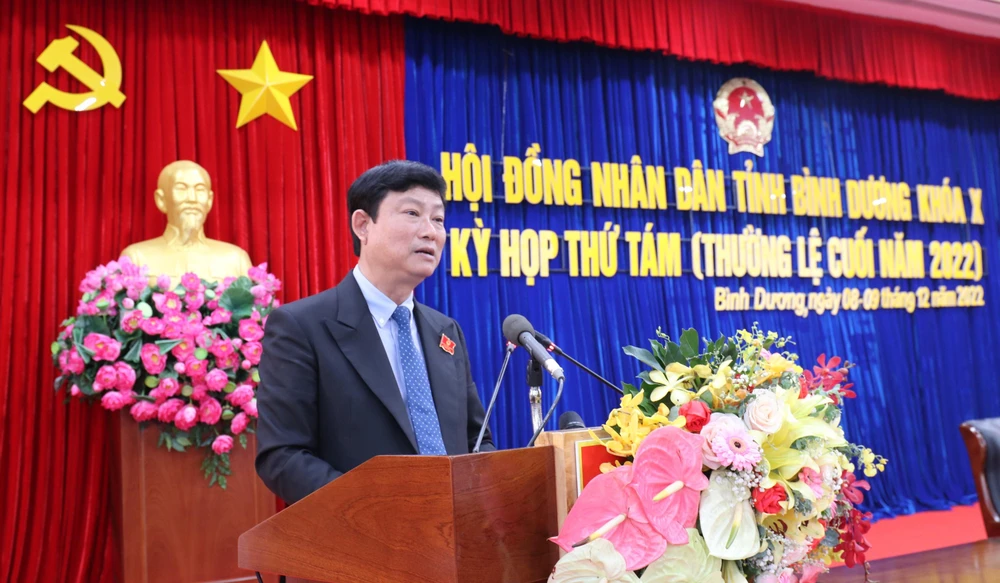 Ông Võ Văn Minh, Chủ tịch UBND tỉnh Bình Dương cho biết đang triển khai chiến dịch cao điểm 55 ngày đêm “Đẩy mạnh giải ngân vốn đầu tư công”. Ảnh: LA