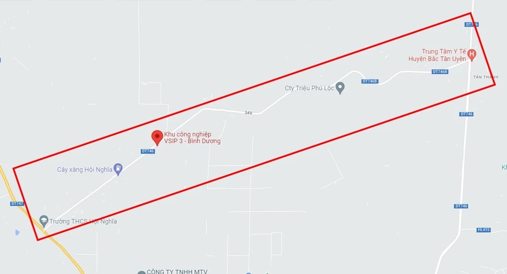 Tuyến đường được nâng cấp mở rộng nhìn trên bản đồ. Ảnh: LA chụp