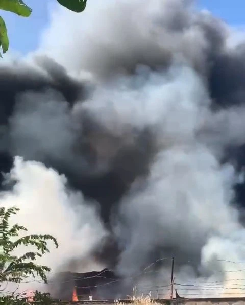 Đám cháy lớn khiến cột khói bốc cao hàng chục mét. Ảnh: Người dân cung cấp