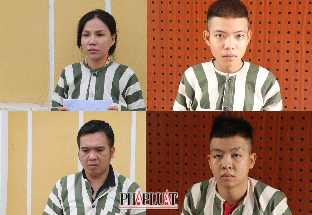 4 người trong nhóm bị tạm giữ trong nhóm 6 người mua bán người và giữ người trái pháp luật. Ảnh: LA