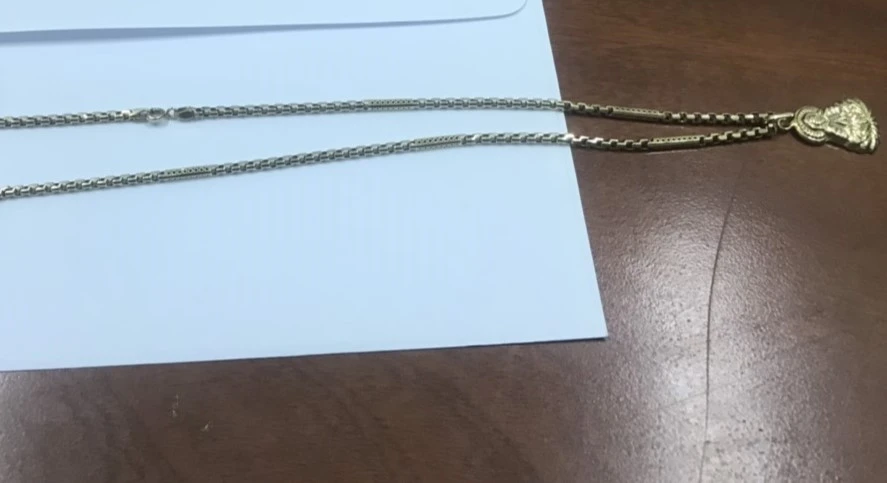 Sợi dây chuyển hai tên cướp giật hụt. Ảnh: CACC