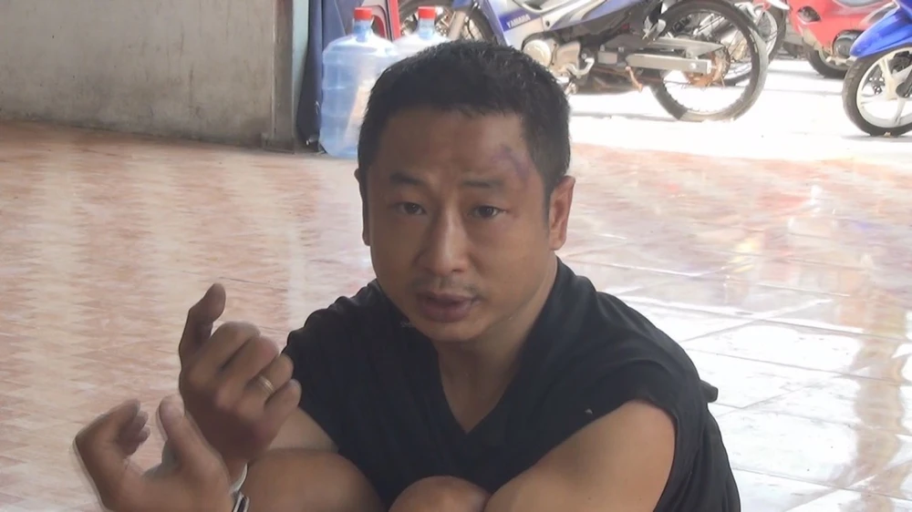 Thời điểm Hải bị công an bắt giữ. Ảnh: CACC