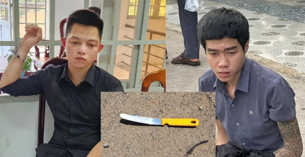 Bình (trái) cùng với Dũng đã táo tợn cướp tiền tại điểm giao dịch Viettel