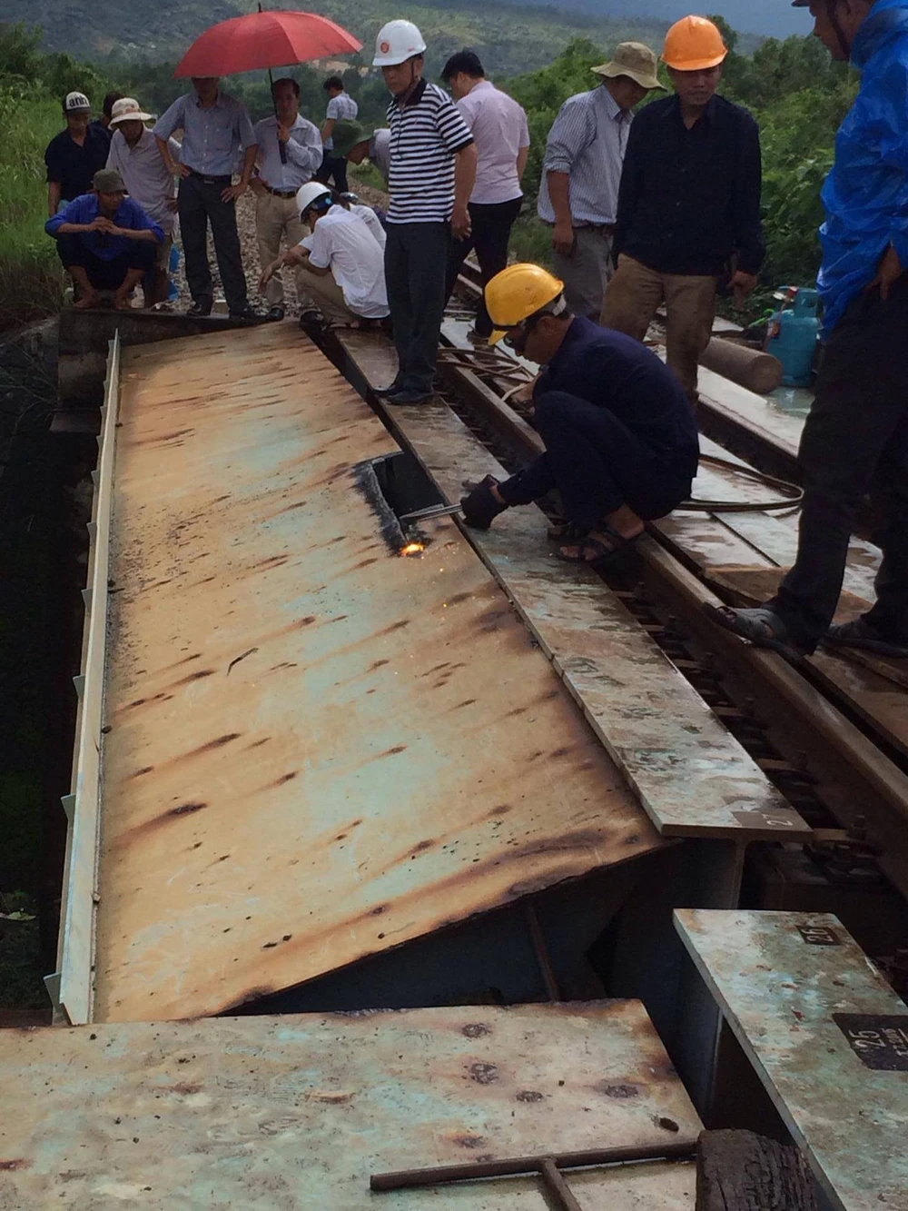 Xe container 'húc' cầu vượt, đường sắt bị tê liệt ảnh 2