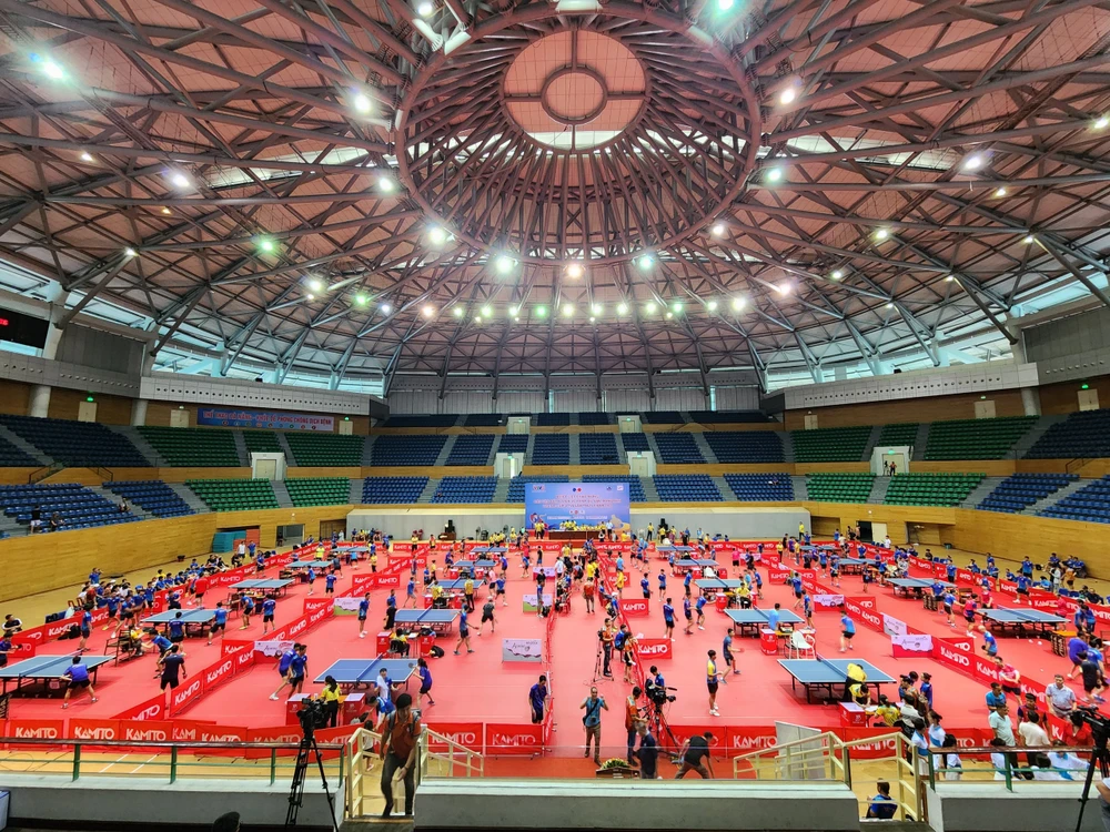 Khai mạc Giải Bóng bàn tranh Cup VTV8 lần thứ VI năm 2023. Ảnh: MINH TRƯỜNG.