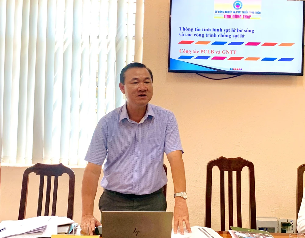 Ông Võ Thành Ngoan – Phó Giám đốc Sở NT&amp;PTNT tỉnh Đồng Tháp thông tin tại hội nghị giao ban báo chí. Ảnh: HD