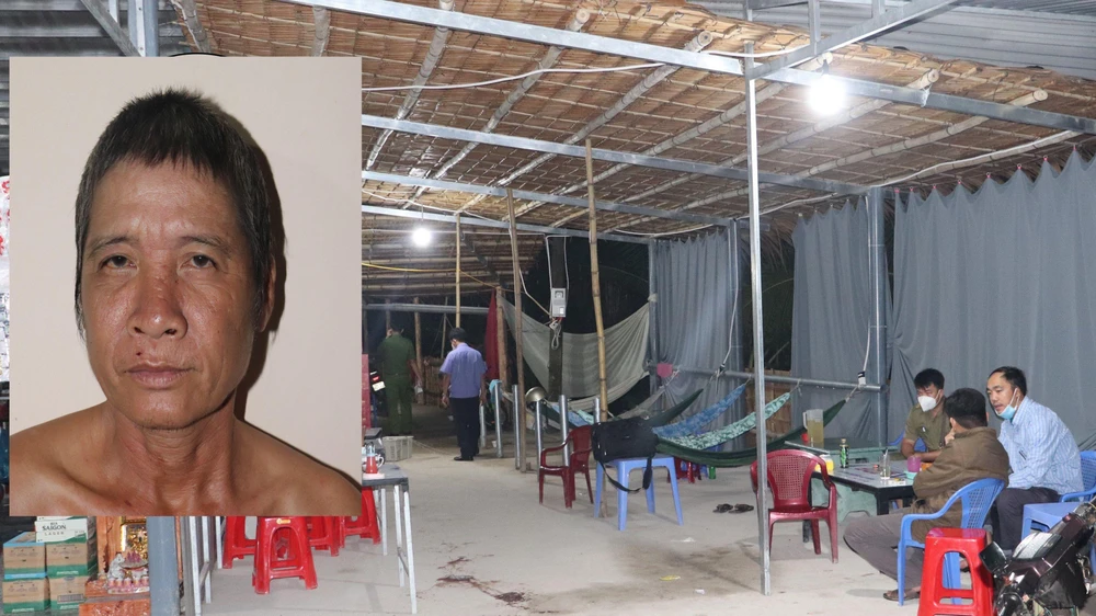 Nghi can Nhiều (Ảnh nhỏ) và hiện trường vụ án mạng. Ảnh: HG