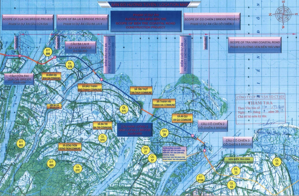 đường bộ ven biển kết nối các tỉnh Bến Tre – Tiền Giang – Trà Vinh (tỉnh Vĩnh Long - Đồng Tháp)