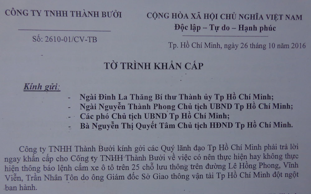 'Cấm đường không nhằm 'triệt' hãng xe Thành Bưởi' ảnh 1