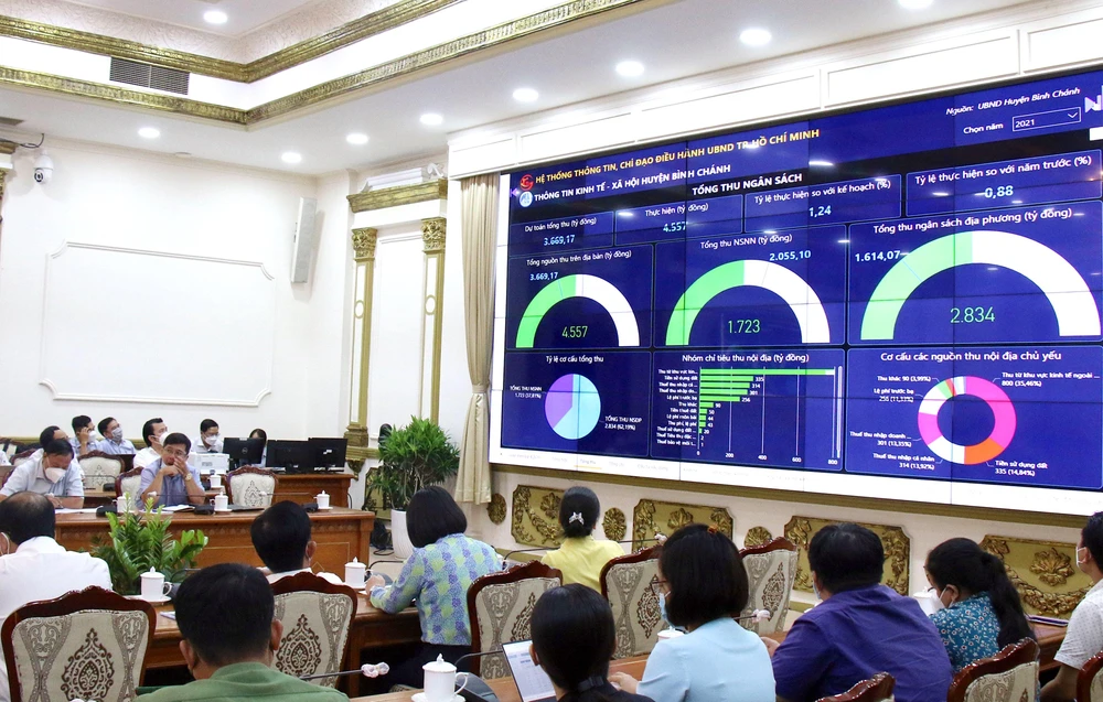 TP.HCM ra mắt hệ thống tổng hợp thông tin kinh tế - xã hội và hệ thống theo dõi việc xử lý phản ánh, kiến nghị của người dân thông qua tổng đài 1022. Ảnh: TTBC