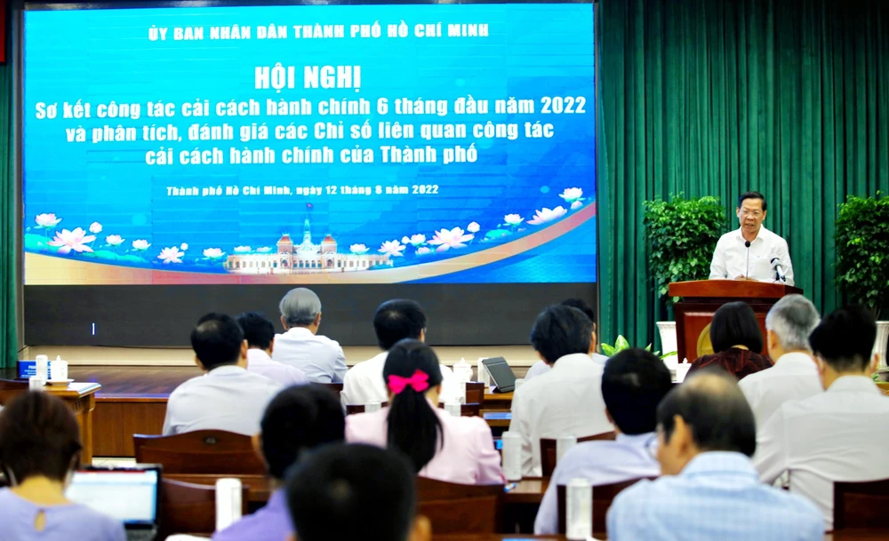 Toàn cảnh hội nghị sơ kết công tác cải cách hành chính. Ảnh: NGUYỆT NHI