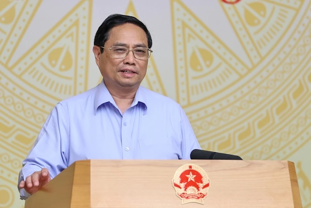 Thủ tướng Chính phủ Phạm Minh Chính đã phát biểu kết luận hội nghị trực tuyến. Ảnh: VGP