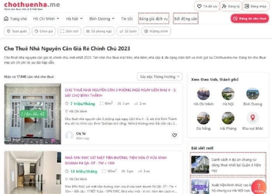 Giới thiệu website chuyên cho thuê nhà - Chothuenha.me