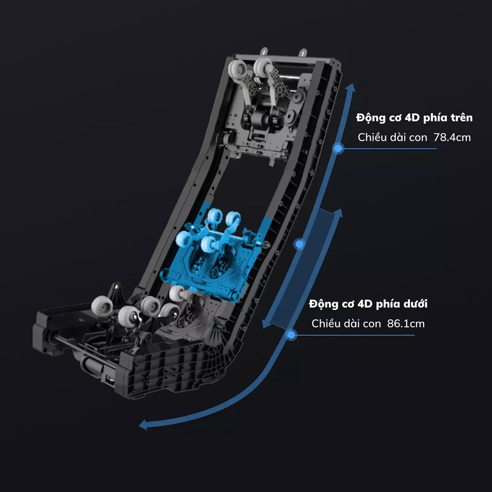 Con lăn động cơ kép - massage song song 2 vị trí cùng lúc