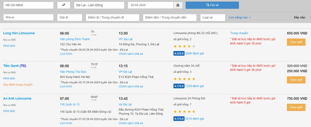 Đặt vé xe khách trực tuyến uy tín với VEXE24H