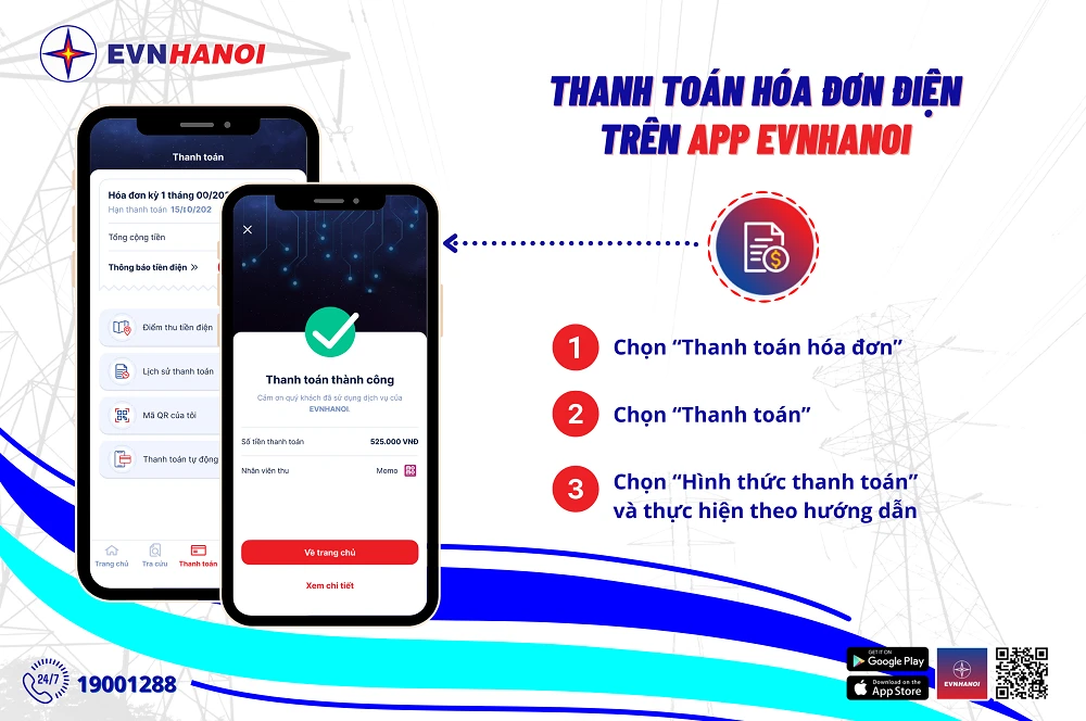 Khách hàng thuận tiện thanh toán tiền điện trên hệ sinh thái EVNHANOI