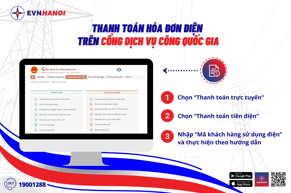 Khách hàng thuận tiện thanh toán tiền điện trên hệ sinh thái EVNHANOI