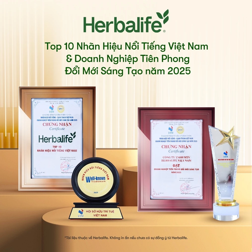 Herbalife Việt Nam đạt Chứng nhận Top 10 Nhãn hiệu nổi tiếng Việt Nam năm 2025