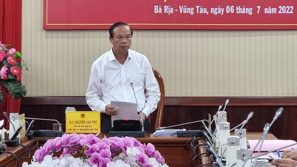 Ông Nguyễn Văn Thọ, Chủ tịch UBND tỉnh Bà rịa- Vũng Tàu tại cuộc họp tháo gỡ khó khăn ngành Y tế. Ảnh:TK Ông Nguyễn Văn Thọ, Chủ tịch UBND tỉnh Bà rịa- Vũng Tàu tại cuộc họp tháo gỡ khó khăn ngành Y tế. Ảnh:TK
