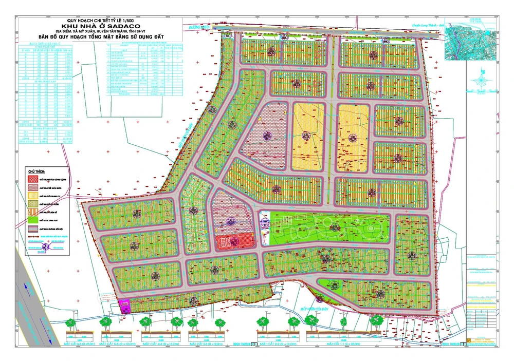 Quy hoạch mặt bằng sử dụng đất dự án Khu nhà ở Sadaco.