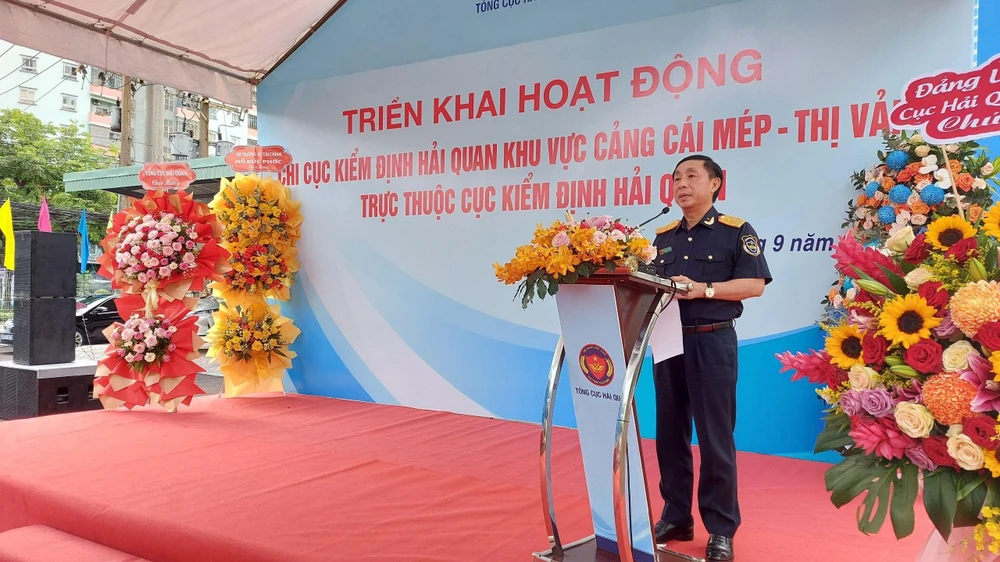 Ông Hoàng Việt Cường, phó Tổng cục trưởng Tổng cục Hải quan tại buổi lễ. Ảnh: HS