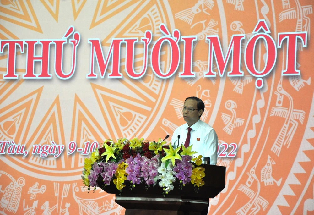 Ông Nguyễn Văn Thọ, chủ tịch UBND tỉnh Bà Rịa-Vũng Tàu nêu các giải pháp thực hiện năm 2023. Ảnh:TK