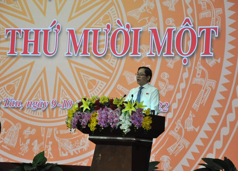 Ông Phạm Viết Thanh, Bí thư Tỉnh ủy, Chủ tịch HĐND tỉnh Bà Rịa-Vũng Tàu kết luận hội nghị. Ảnh:TK