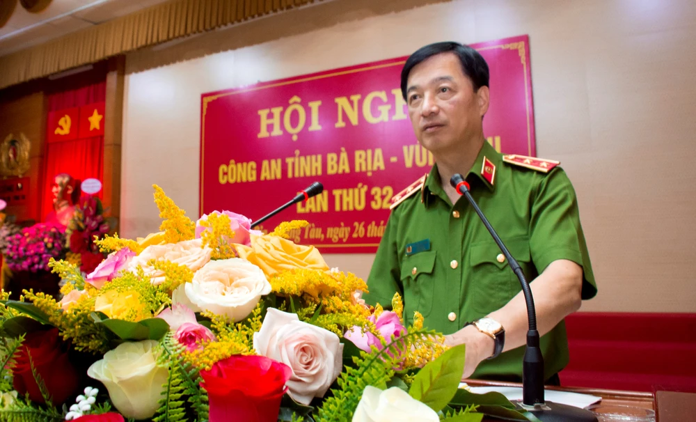 Trung tướng Nguyễn Duy Ngọc đánh giá cao kết quả công an Bà Rịa-Vũng Tàu đạt được và chỉ đạo một số nhiệm vụ cần thực hiện trong năm 2023. Ảnh: TD